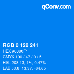 颜色代码: RGB 0 128 241 | qconv.com