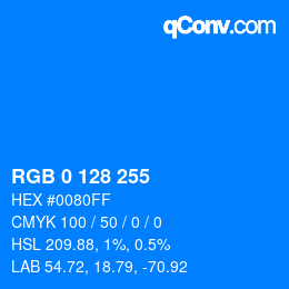 カラーコード: RGB 0 128 255 | qconv.com