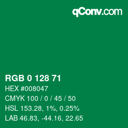 Color code: RGB 0 128 71 | qconv.com