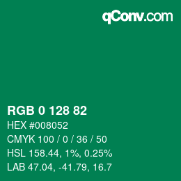 Color code: RGB 0 128 82 | qconv.com