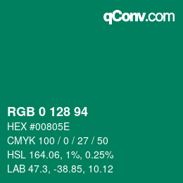 Color code: RGB 0 128 94 | qconv.com