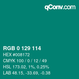 Color code: RGB 0 129 114 | qconv.com