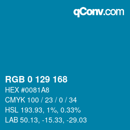 Color code: RGB 0 129 168 | qconv.com