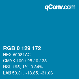 カラーコード: RGB 0 129 172 | qconv.com