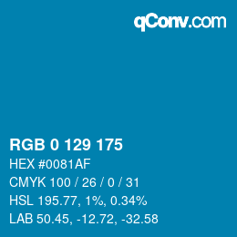 颜色代码: RGB 0 129 175 | qconv.com