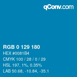 Color code: RGB 0 129 180 | qconv.com