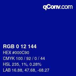 颜色代码: RGB 0 12 144 | qconv.com