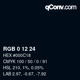Código de color: RGB 0 12 24 | qconv.com