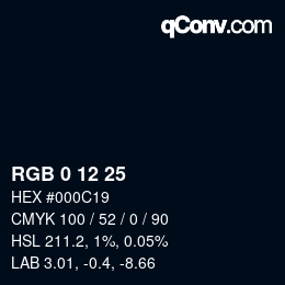 カラーコード: RGB 0 12 25 | qconv.com