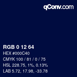 Color code: RGB 0 12 64 | qconv.com