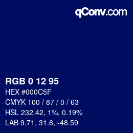 Color code: RGB 0 12 95 | qconv.com