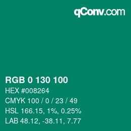 Color code: RGB 0 130 100 | qconv.com