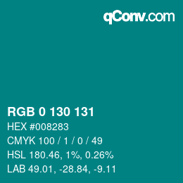 颜色代码: RGB 0 130 131 | qconv.com