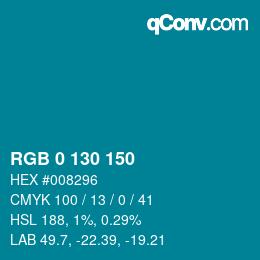 颜色代码: RGB 0 130 150 | qconv.com