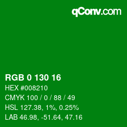 Color code: RGB 0 130 16 | qconv.com