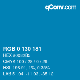 カラーコード: RGB 0 130 181 | qconv.com