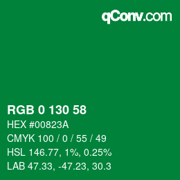 Color code: RGB 0 130 58 | qconv.com