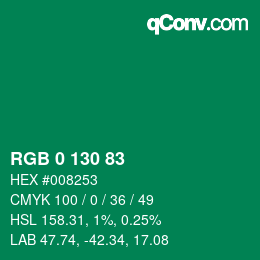 Color code: RGB 0 130 83 | qconv.com