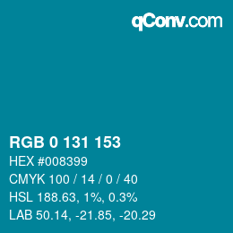 Color code: RGB 0 131 153 | qconv.com