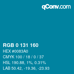 Color code: RGB 0 131 160 | qconv.com