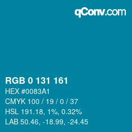 Color code: RGB 0 131 161 | qconv.com