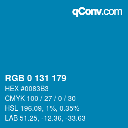 Color code: RGB 0 131 179 | qconv.com