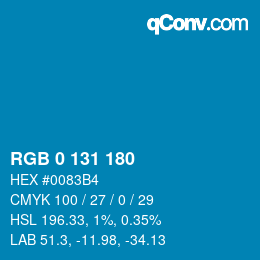 Color code: RGB 0 131 180 | qconv.com