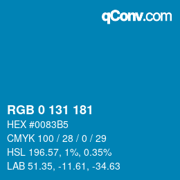 Color code: RGB 0 131 181 | qconv.com