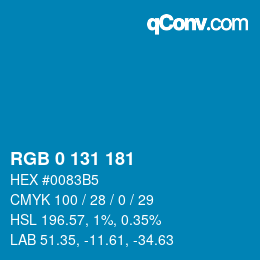 颜色代码: RGB 0 131 181 | qconv.com