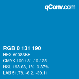 Color code: RGB 0 131 190 | qconv.com