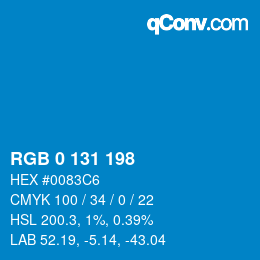 Color code: RGB 0 131 198 | qconv.com