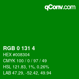 Color code: RGB 0 131 4 | qconv.com