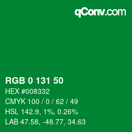 Color code: RGB 0 131 50 | qconv.com