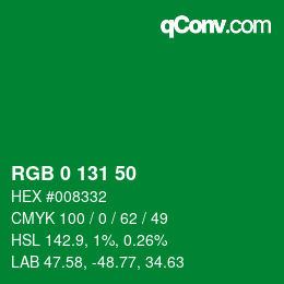 颜色代码: RGB 0 131 50 | qconv.com