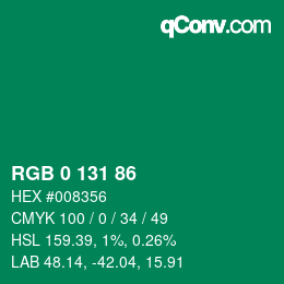 Color code: RGB 0 131 86 | qconv.com