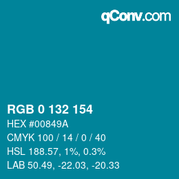 颜色代码: RGB 0 132 154 | qconv.com