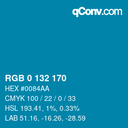 Color code: RGB 0 132 170 | qconv.com