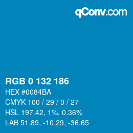 カラーコード: RGB 0 132 186 | qconv.com