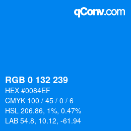 Color code: RGB 0 132 239 | qconv.com