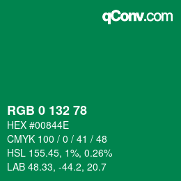 颜色代码: RGB 0 132 78 | qconv.com