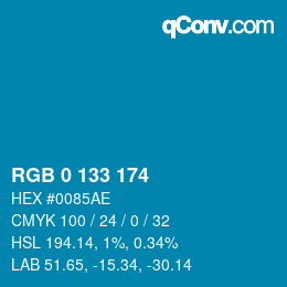 Color code: RGB 0 133 174 | qconv.com
