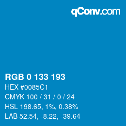 Color code: RGB 0 133 193 | qconv.com