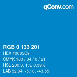 Color code: RGB 0 133 201 | qconv.com