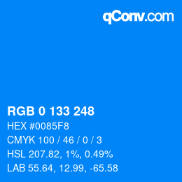 カラーコード: RGB 0 133 248 | qconv.com