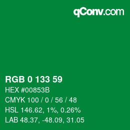 Color code: RGB 0 133 59 | qconv.com