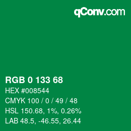 颜色代码: RGB 0 133 68 | qconv.com
