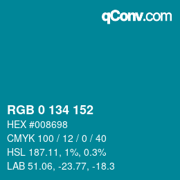 Color code: RGB 0 134 152 | qconv.com