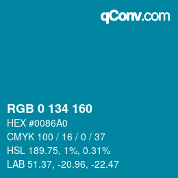 Color code: RGB 0 134 160 | qconv.com