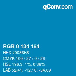 Color code: RGB 0 134 184 | qconv.com