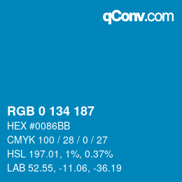 Farbcode: RGB 0 134 187 | qconv.com